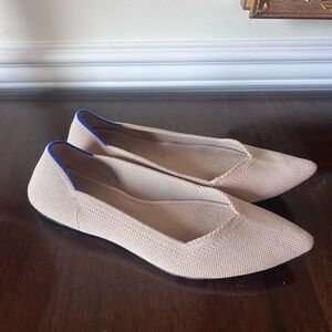 Rothy's Beige Flats with Blue Accent
